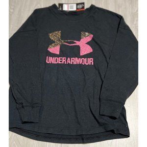 Under Armour black longsleeve shirt YXS NWT pink gold logo
